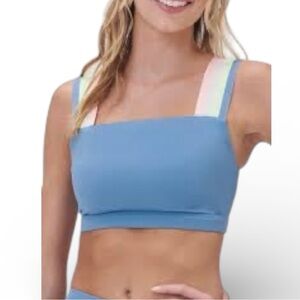 SPIRITUAL GANGSTER Twist-Back Sports Bra Coastal Blue EUC Athletic Yoga